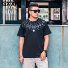 GXXH Tide брендовая летняя футболка размера плюс с короткими рукавами черного цвета, мужские негабаритные в этническом стиле Стиль напечатаны случайные футболки XXXXXL 6XL 7XL