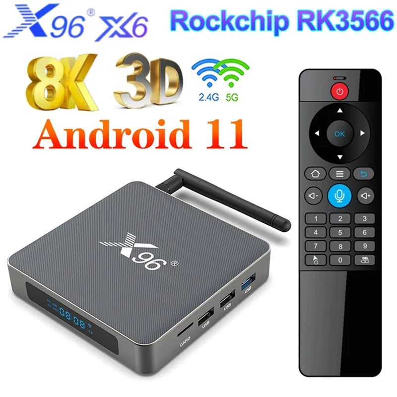 Телеприставка X96 X6 Android 11.0 TV Box 4/8 ГБ ОЗУ 32/64/128 ПЗУ RK3566