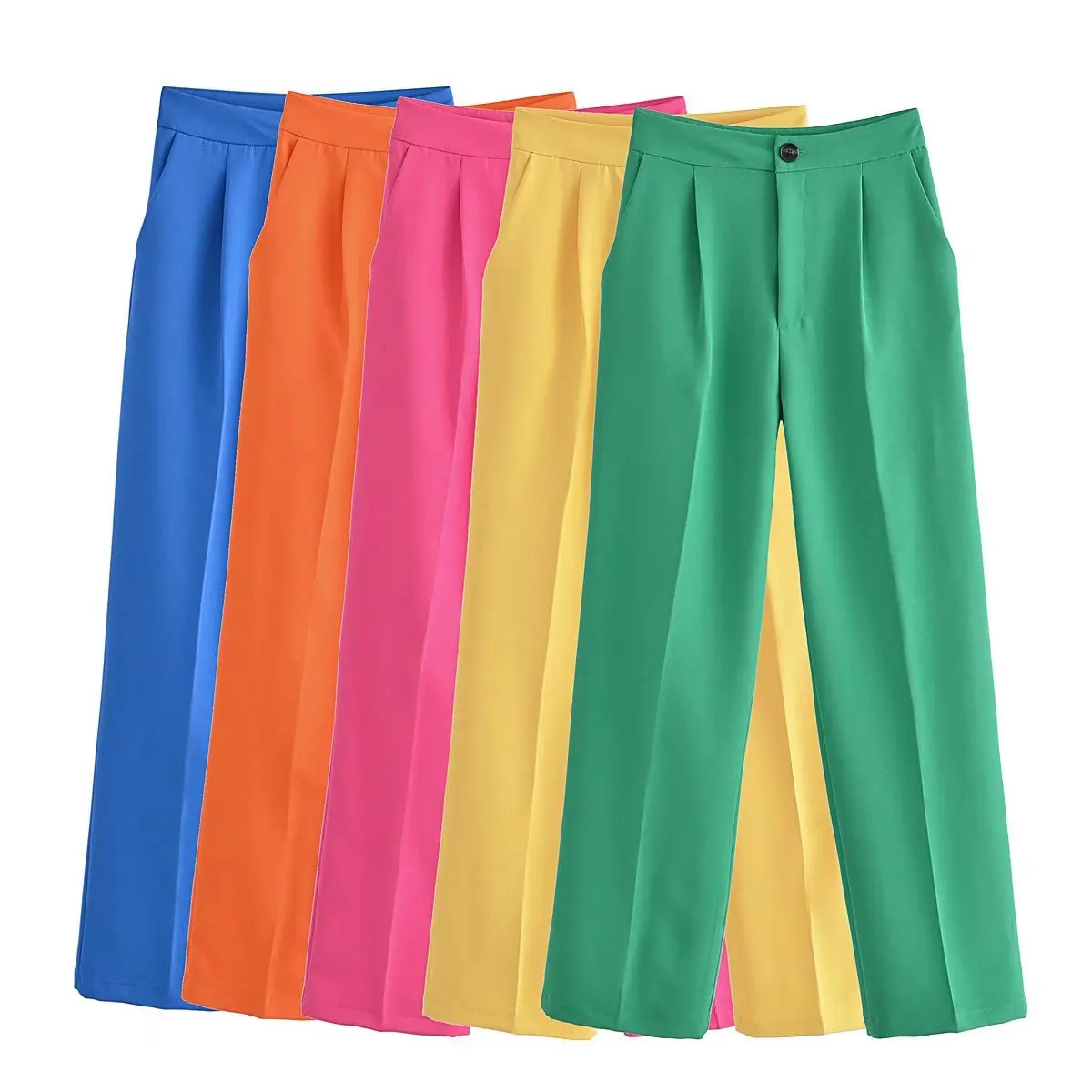 

JC·KILIG 2022 New women's candy color leisure suit wide leg pants W67323H