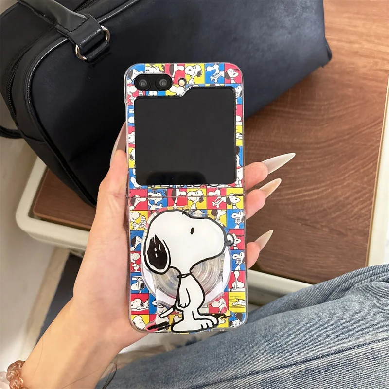 Фото Забавный красочный чехол с сетчатым узором Charlie Brown Snoopy Magsafe для беспроводной зарядки телефона Samsung ZFlip 3 4 5 6 7 8, магнитный чехол №5