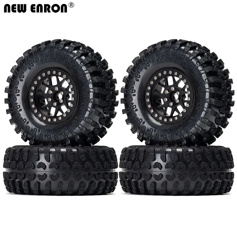 

NEW ENRON 4Pcs 2.2" Alloy Beadlock Wheels Rim & Rubber Tires for RC Car 1/10 Traxxas TRX-6 Axial SCX10 90046 RR10 Wraith 90048