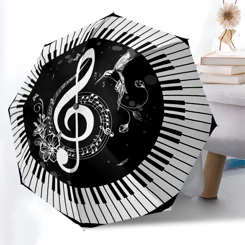 

Складной зонт с музыкальной нотой, модный дизайн с автоматическим открытием, 8, железные ребра, пластиковая ручка, складной солнцезащитный козырек, идеальные праздничные подарки