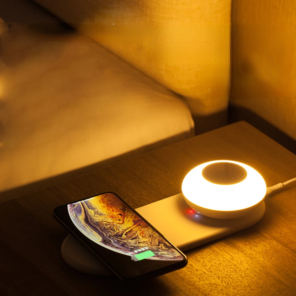 

Touch Dimming LED Desk Lamp USB Rechargeable Night Light Bedside Lamp Indoor Lighting Wireless Quick Charging For IPhone Galaxy