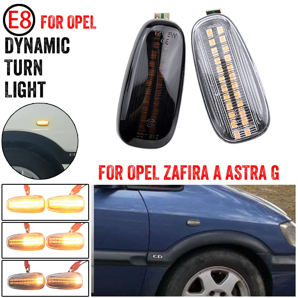 Фото 2x динамический указатель поворота для Opel Zafira A 1999-2005 для Opel Astra G 1998-2009, боковой габаритный фонарь, последовательный поворотник №1