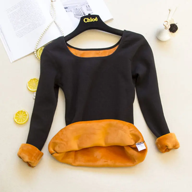 Women's Thermal Underwear One-piece Coat Thick Velvet Base Coat Long Sleeved T-shirt Autumn Clothes