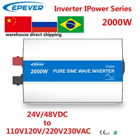 EPEVER 2000 Вт инвертор с немодулированным синусоидальным сигналом 24 В 48 В постоянного тока вход в 23 В переменного тока выход солнечной панели немодулированный инвертор ipower2 кВт