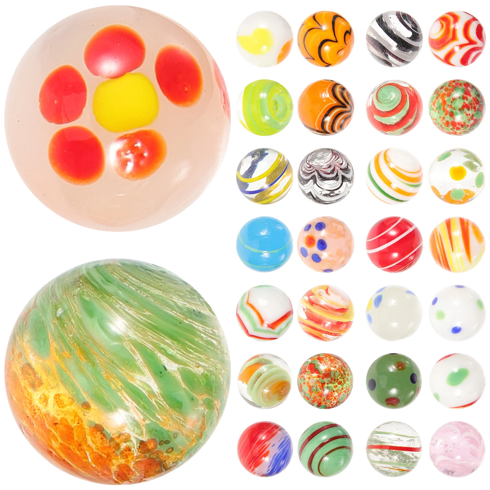 

30 Pcs Handmade Glass Ball Marbles Game Flower Toy Kids Ages 4-8 Decors Colorful Child Kid Toy