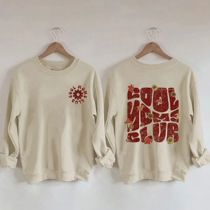 

Cool Moms Club Print Women's Cotton Female Cute Long Sleeves Sweatshirt