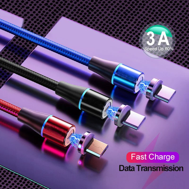 

3A Magnetic Charging Micro USB Type C Cable For Samsung S22 S21 S20 A50 A70 A73 Xiaomi Huawei Fast Charging Mobile Phone Charger