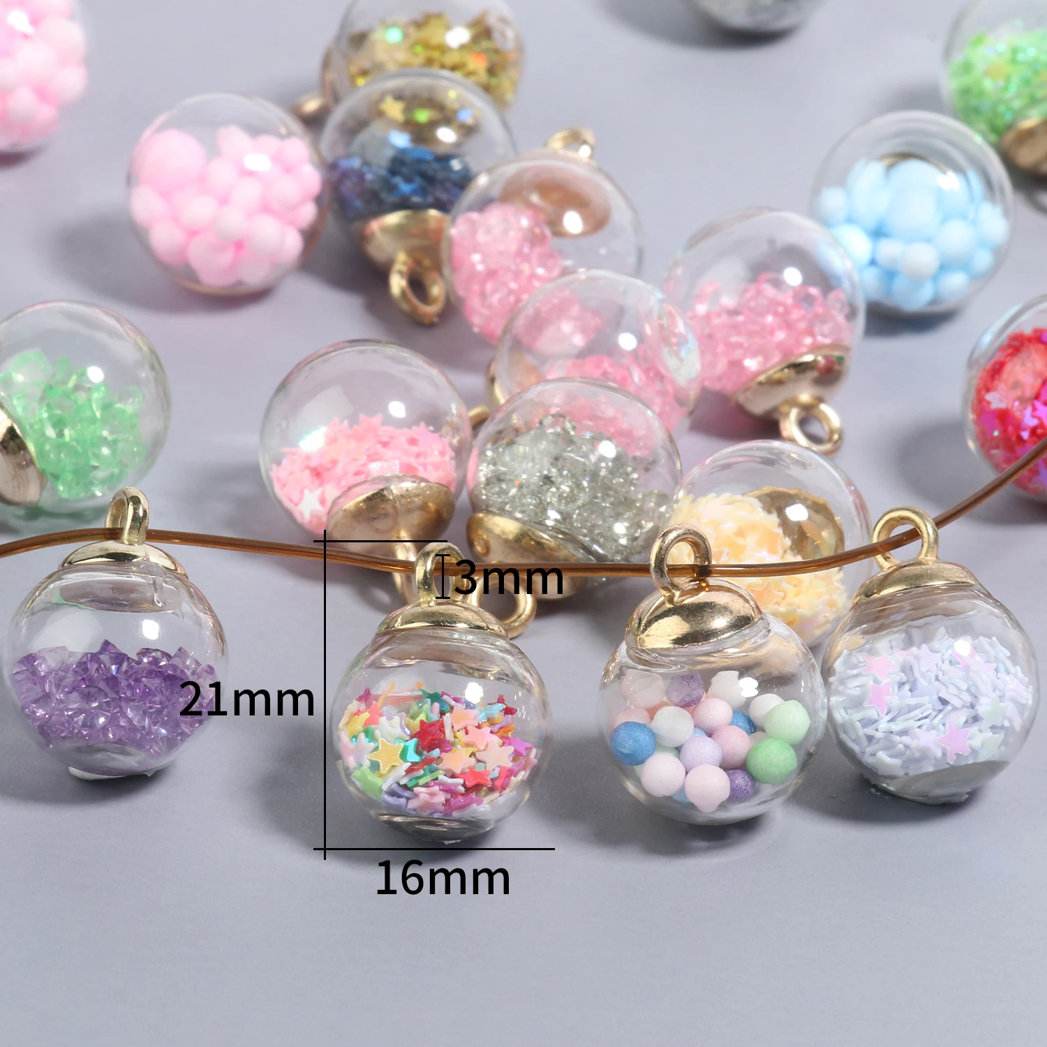 New 20pcs/lot 21x16mm Bubble Foam Transparent Glass Ball Charms Pendant Crafts for Jewelry Making Findings DIY Earrings Necklace |
