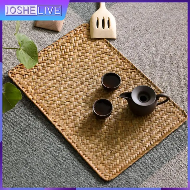 

Натуральный коврик для стола, плетеный вручную соломенный коврик для чайной чашки, столовые аксессуары, инструменты, подставка под чашку, коврик, подставка