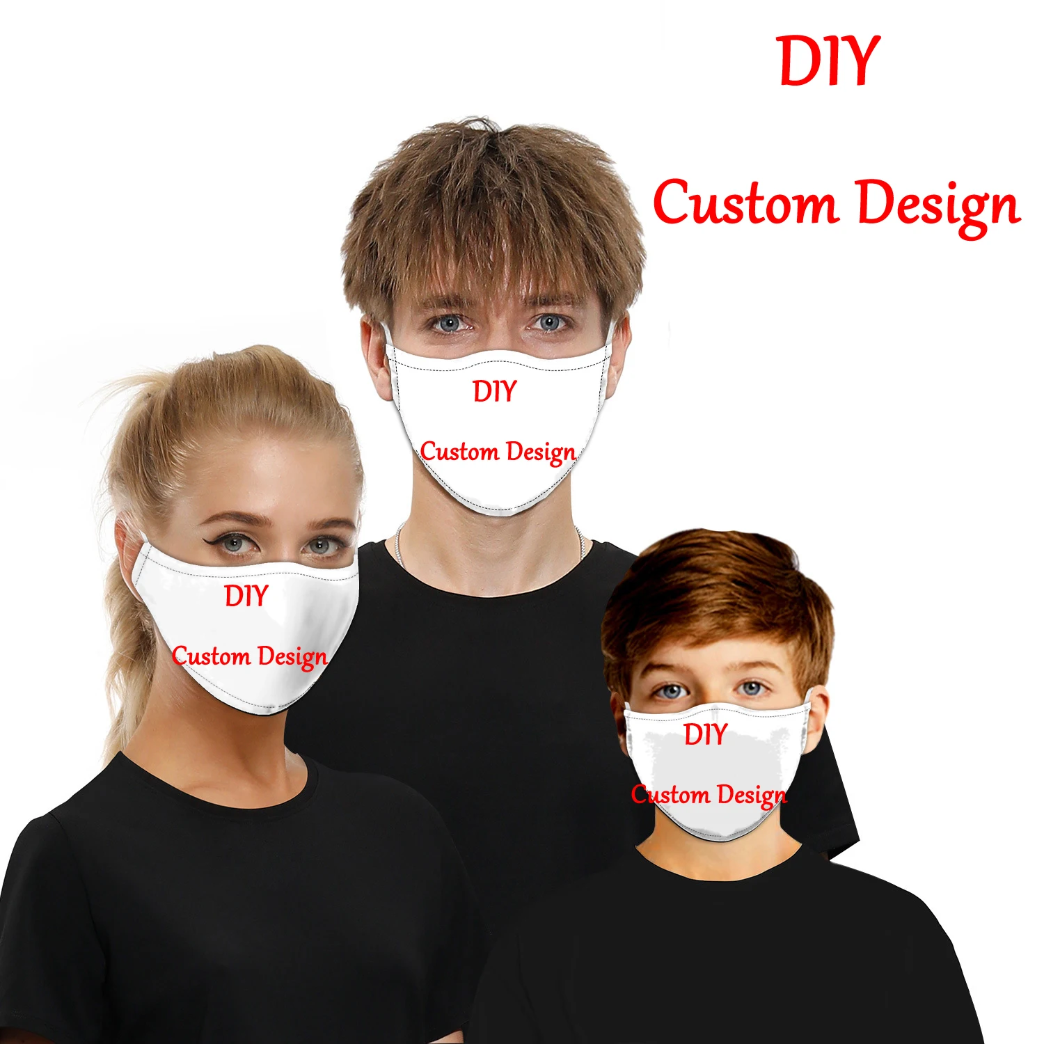 Diy Benutzer Definierte Design Gesichts Maske 3D Gedruckt Wieder Verwendbare Wind Dichte Staub Dichte Masken Unisex Erwachsenen/Kind Masken Drop Shipp