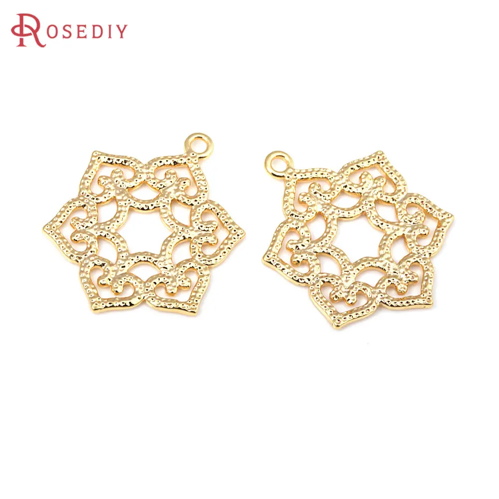 6 шт. 18-каратное золото латунные подвески со звездами высокое качество