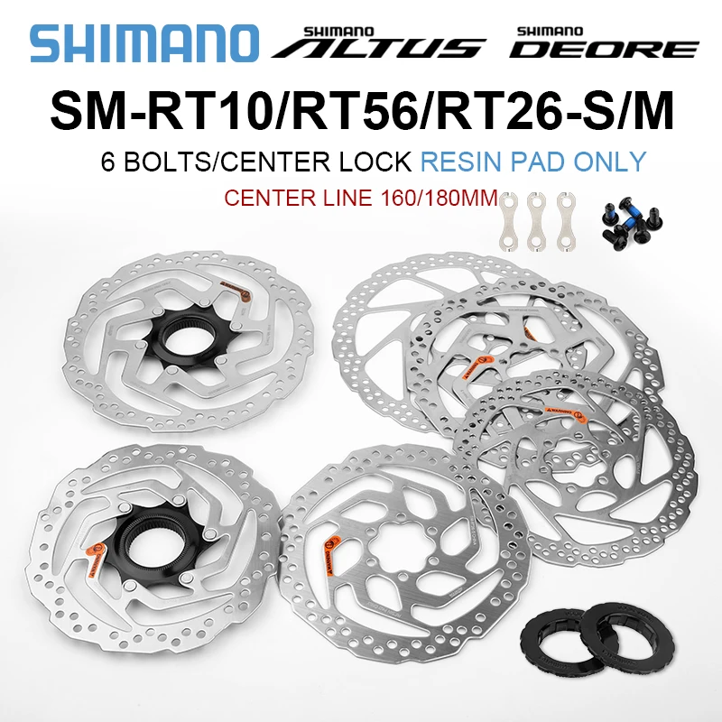 Тормозной диск SHIMANO DEORE, для горных велосипедов, SM RT56, RT26, 6 болтов, 160 мм, 180 мм, для горных велосипедов M610, RT56, M6000 Тормозной диск SHIMANO DEORE, для горных велосипедов, SM RT56, RT26, 6 болтов, 160 мм, 180 мм, для горных велосипедов M610, RT56, M6000