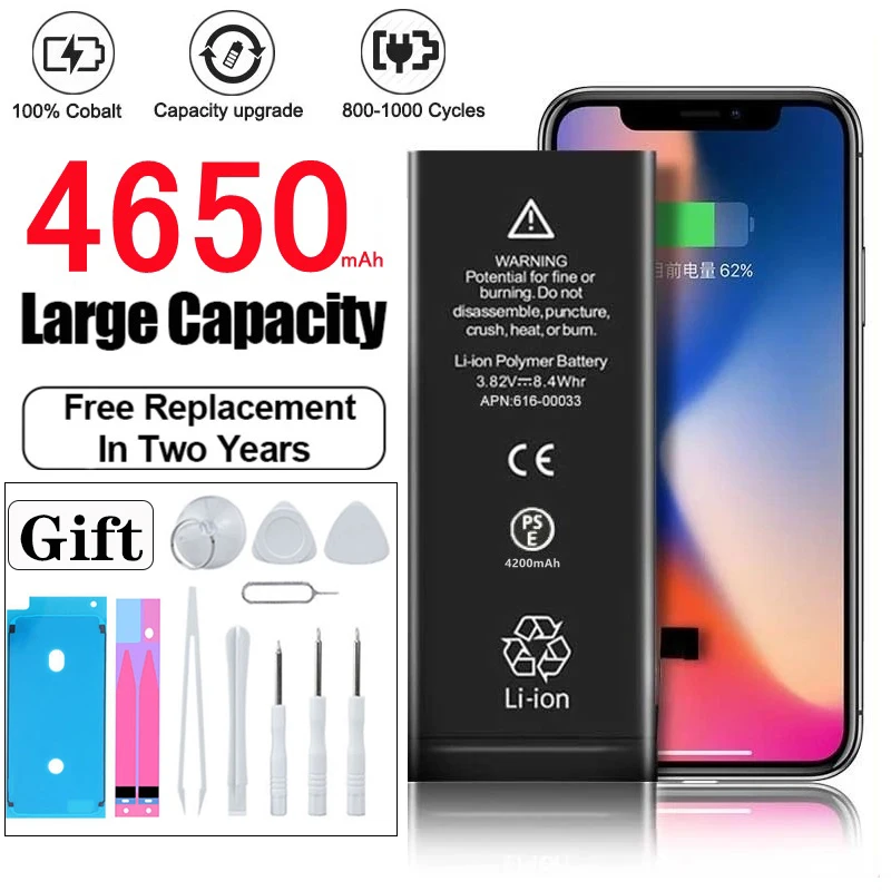 

Аккумулятор для телефона высокой емкости для iPhone SE 2 4 5S 6 6s 6p 6sp 7 7p 8 Plus x xr xs Max 10 11 12 13 Pro, мини батареи для Apple