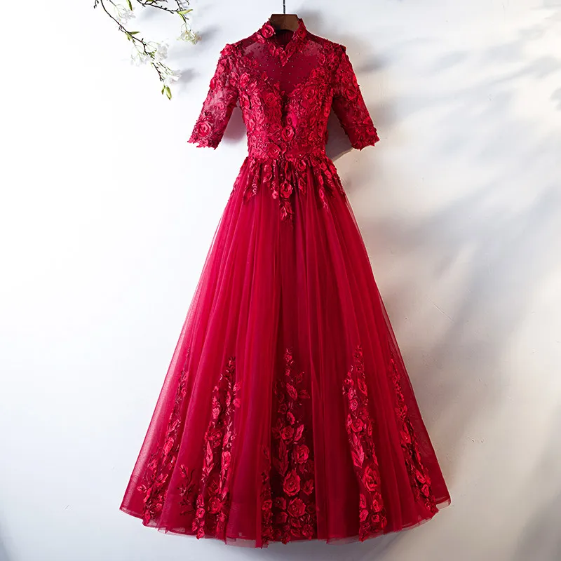 Женское вечернее платье до пола бордовое элегантное ТРАПЕЦИЕВИДНОЕ ПЛАТЬЕ с