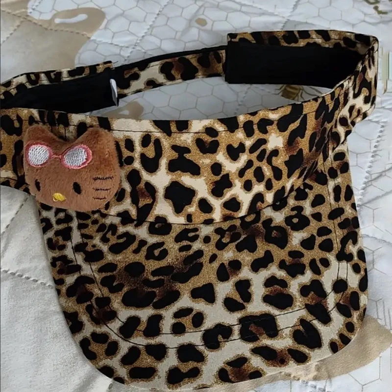 Кавайная аниме Солнцезащитная шапка Sanrio с милым рисунком Hello Kitty Ins Y2K леопардовым