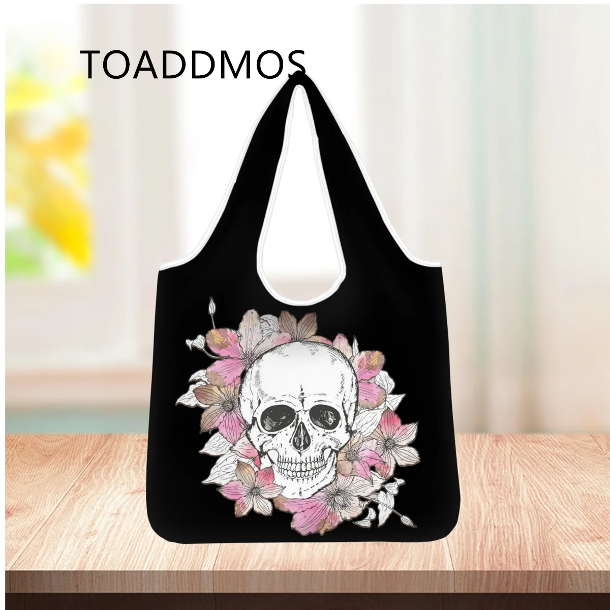 

TOADDMOS Horror Skull Flower 3D Printing Handbag Luxury Women Fashion Messenger Bag Large Capacity Home Travel Grocery Bag Malet