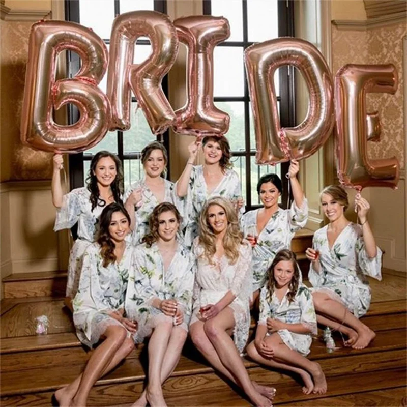 

Rose Gold Bride To Be Team Bride Balloon Letter Diamond Ring Foil Balloon Wedding Decoration Mariage Party Supplies Globos