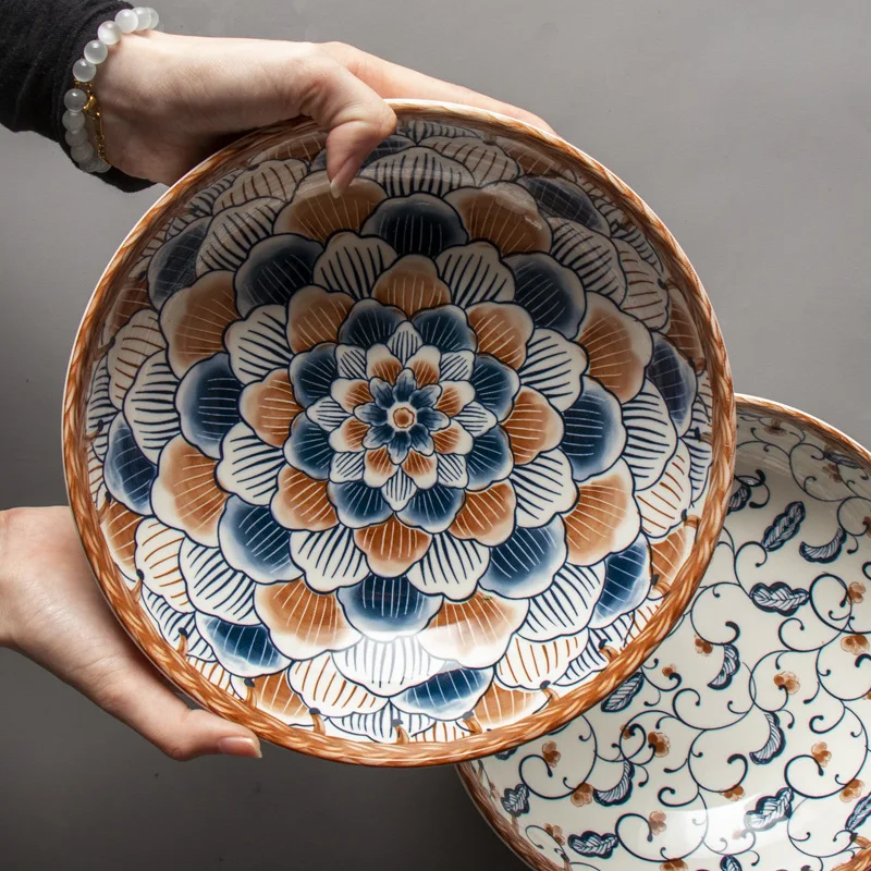 

Creative rattan 9-inch ceramic large soup bowl household large-capacity boiled fish crayfish maocai bowl large soup basin