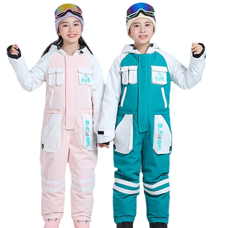 

Новинка зимы 2024, детский цельный лыжный костюм, комбинезон для девочек, уличная куртка для сноуборда, детский лыжный комплект для мальчиков, ветрозащитный и водонепроницаемый