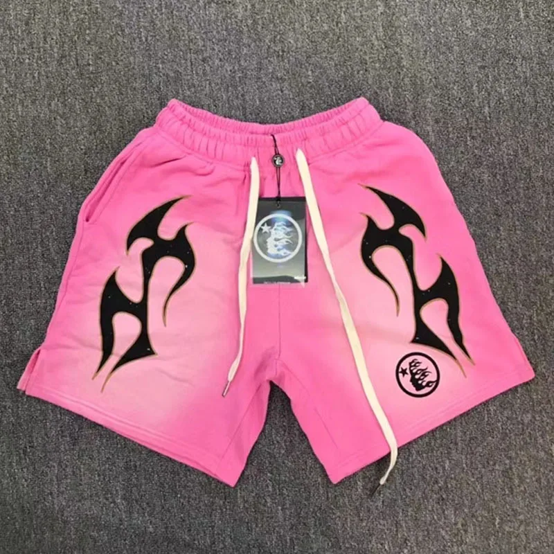 

Винтажные спортивные шорты Hellstar в стиле High Street с принтом и кулиской, большие повседневные спортивные шорты 1:1