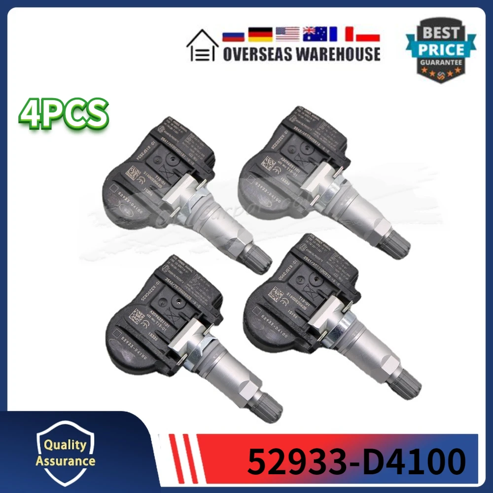 

4PCS 52933-D4100 Tire Pressure Sensor TPMS For Kia Sportage 2019 2020 2021 NIRO OPTIMA For HYUNDAI ELANTRA 52933-D9100