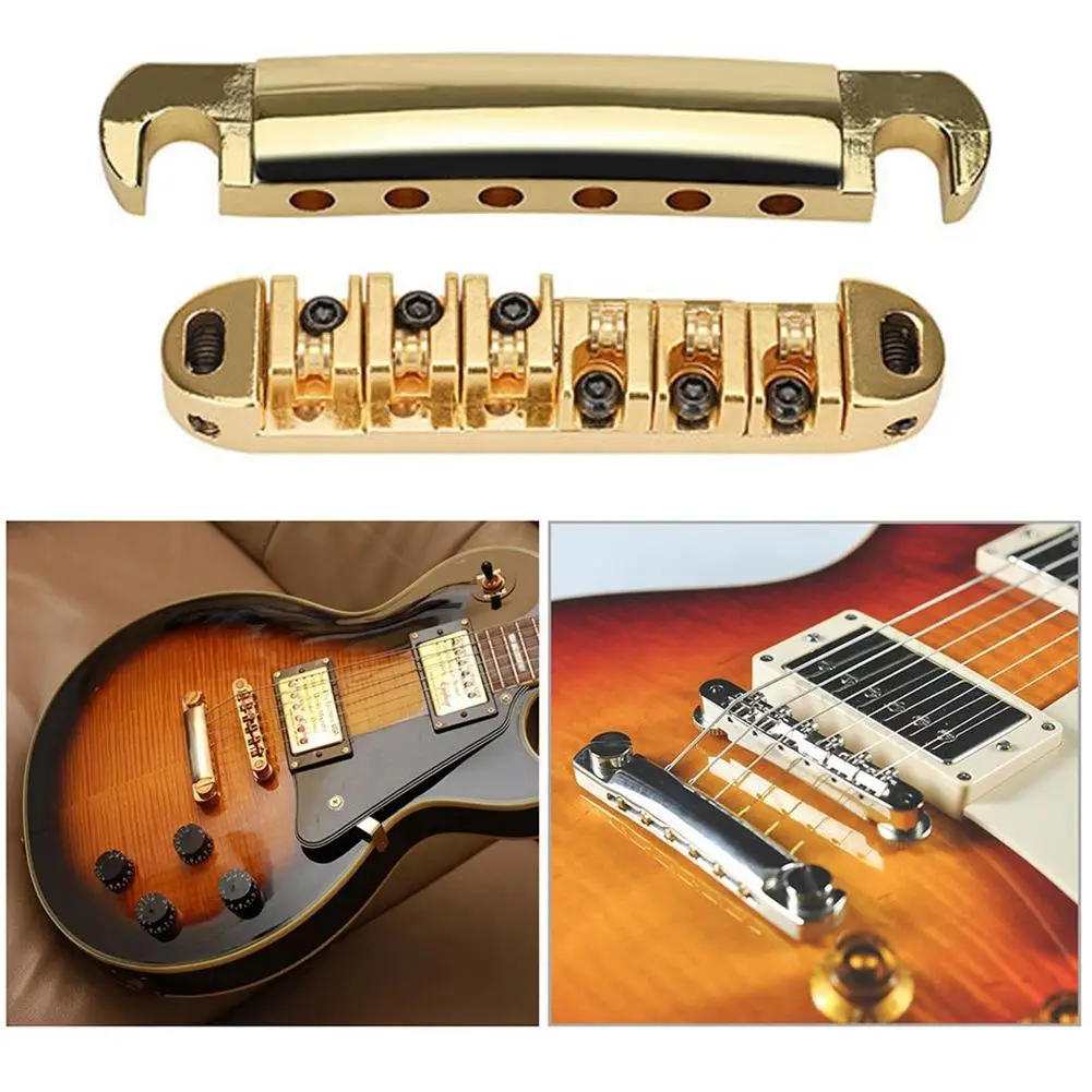 

1 Set Roller Saddle Bridge Tailpiece Kit With Matching Studs Compatible For Les Paul Sg Lp Electric Guitar