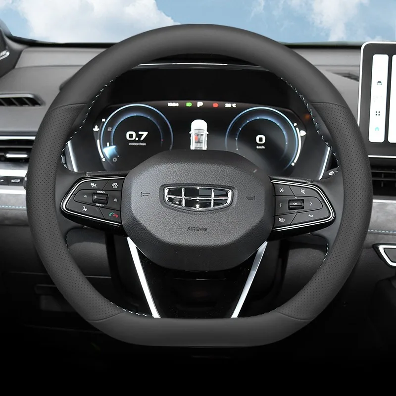

Для Geely Emgrand EC7 X7 Atlas Monjaro Coolray Tugella 2024 2025 автомобильный чехол на руль кожаный нескользящий аксессуары для интерьера