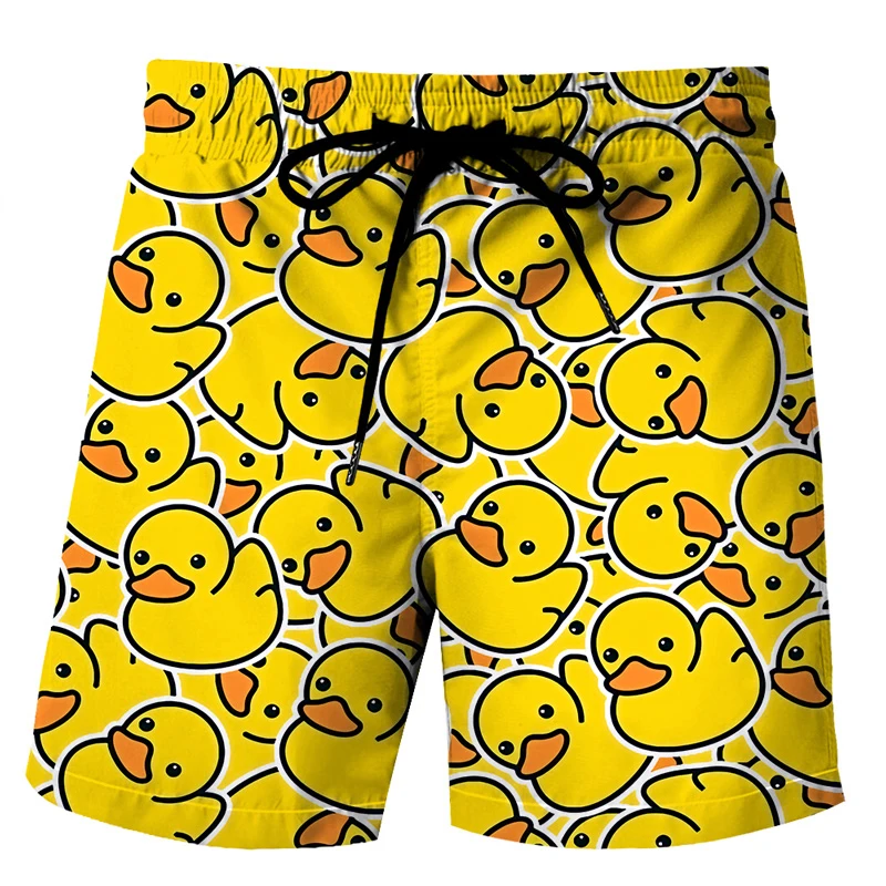 Summer Funny Duck Beach Shorts Animal 3D Printing Sports Casual Fashion Jogging Pants Fitness Men's Clothing