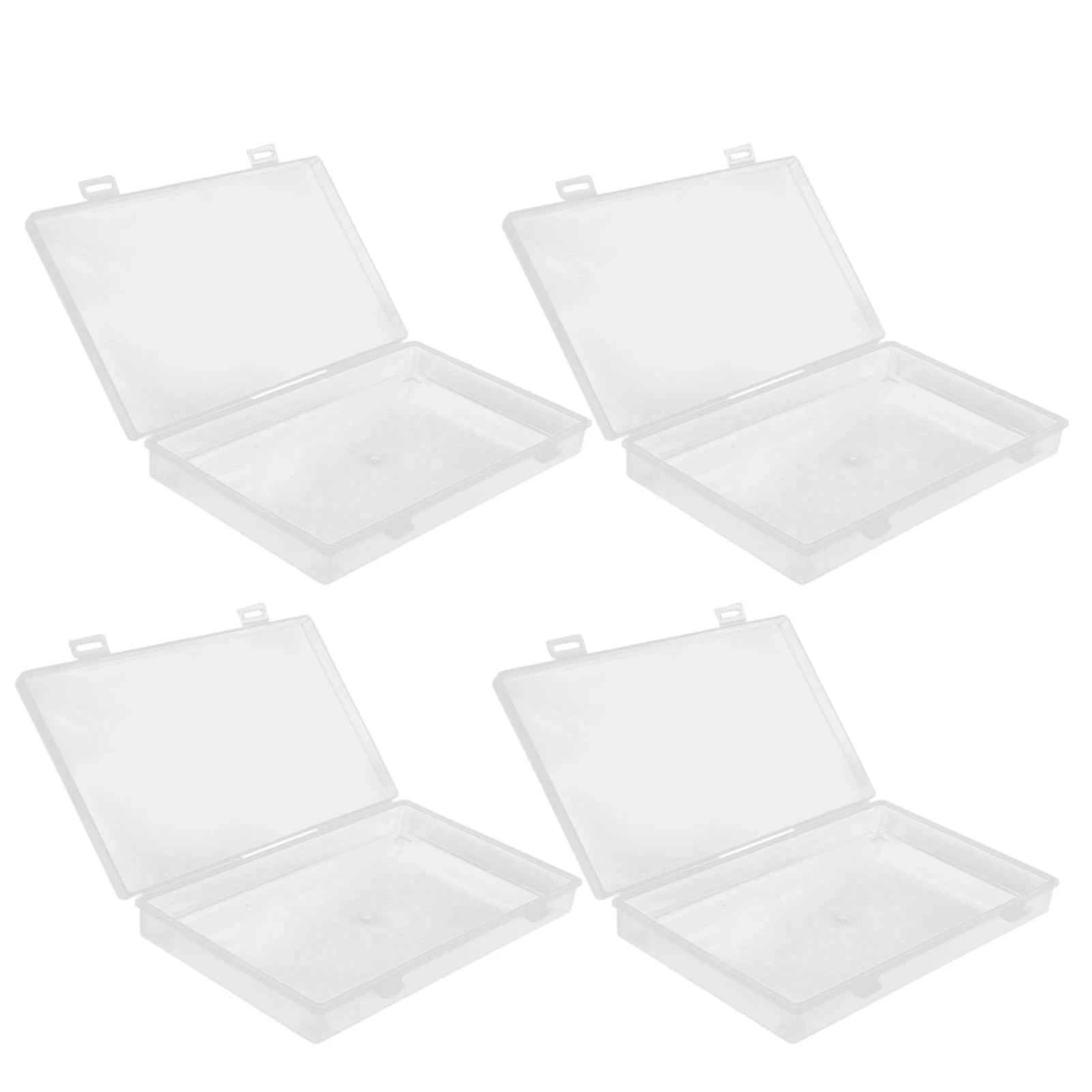 

4Pcs Transparent Plastic Box with Hinged Cover Multipurpose Storage Container for Small Things