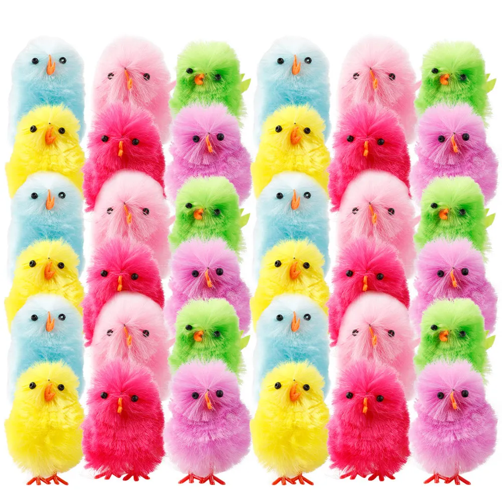 

Разноцветные пасхальные мини-цыплята 4 см, яркие цвета, пасхальные цыплята синели, милые полностью пасхальные цыплята для украшения вечерин...