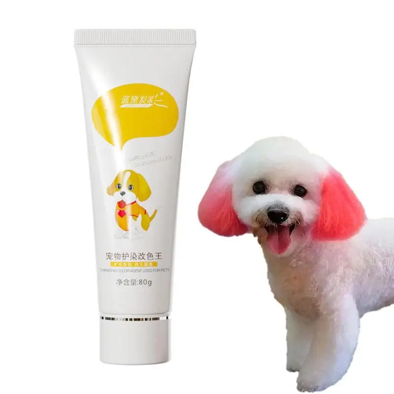 

Pet Dye Pet Fur Paint Dog Dye 80g Hair Dye for Puppies Non Irritating Fruit Aroma Pet Hair Dye Cream for All Pets and Puppies