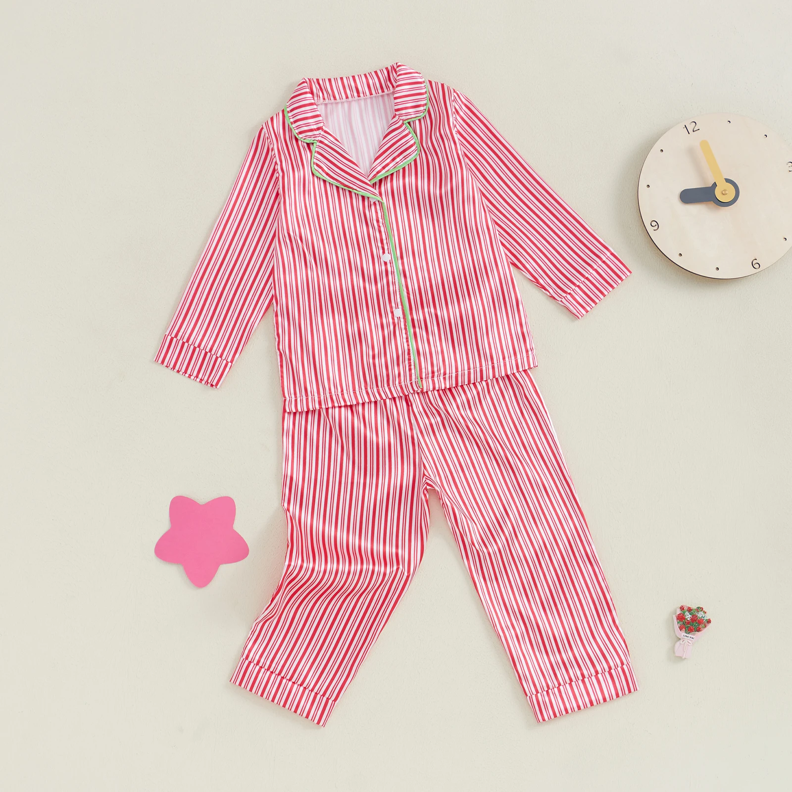 Рождественская одежда для сна BeQeuewll в полоску мальчиков и девочек осенне-зимняя