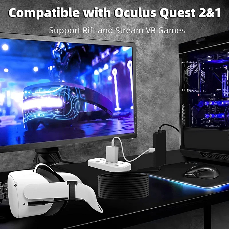 Кабель VR Link для Oculus Quest 2/Pro кабель USB 3.0 Type a-C аксессуаров VR-гарнитуры и игрового ПК