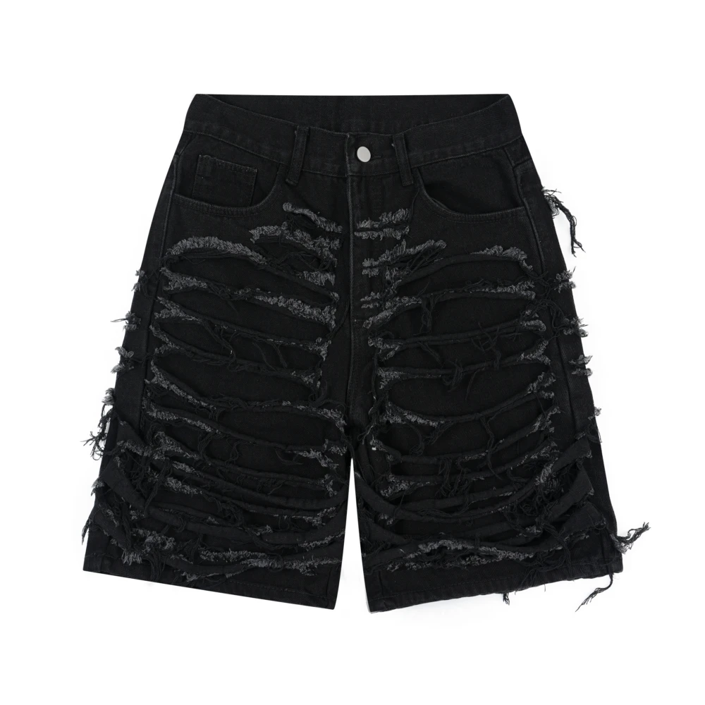 

Distressed Ripped Vintage Summer Jean Shorts for Men Y2k Streetwear Frayed Goth Women's Denim Shorts Grunge Clothes Hip Hop
