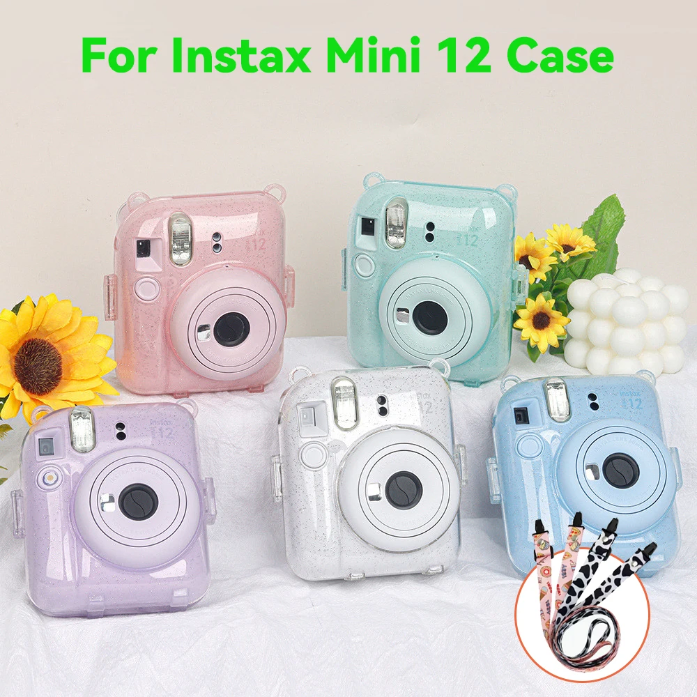 

For Instax Mini 12 Camera Case Soft Silicone Carrying Case Cover Bag Camera Box for Fujifilm Film Camera Bag with Shoulder Strap