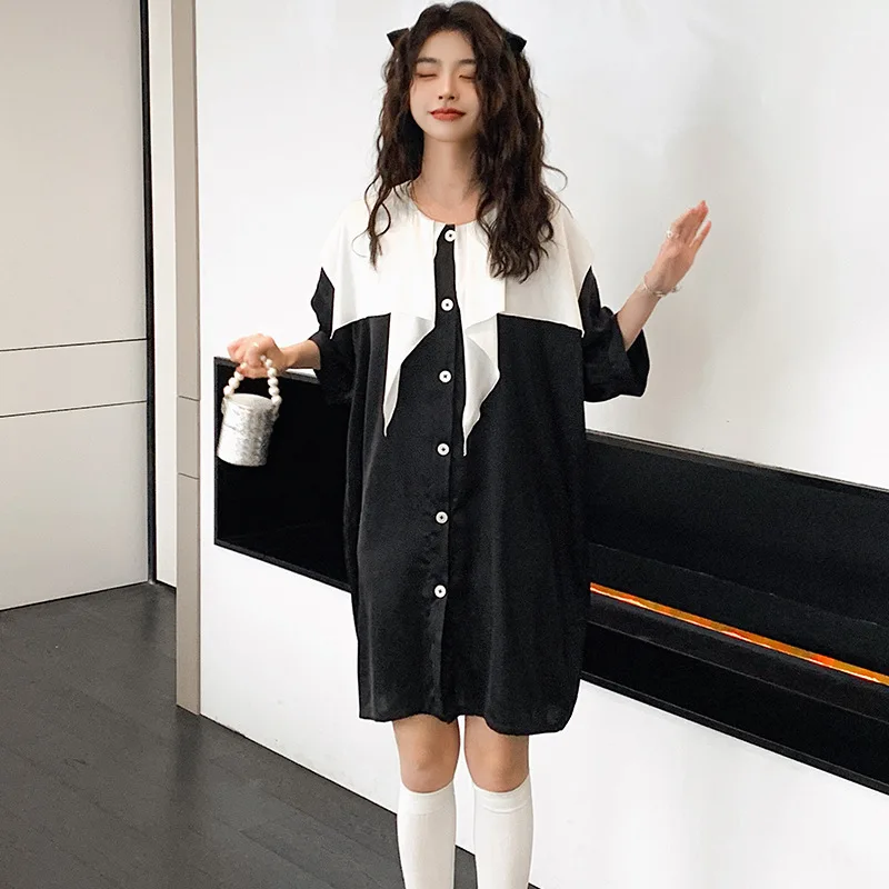 

Wasteheart Black Women Female Sexy Sleepwear Night Dress Faux Silk Backless Nightwear Homewear Nightgown Luxury Gowns Ribbons