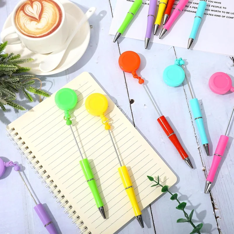 12 шт. шариковая ручка для значка катушка с зажимом из бисера 6 цветов письма