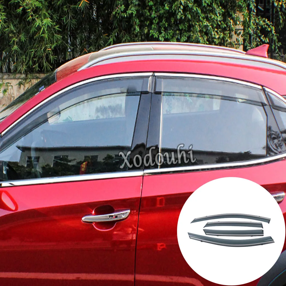 

Автомобильное пластиковое стекло, ветрозащитный козырек, дождевой солнцезащитный козырек, вентиляционная рамка с надписью, лампа для Hyundai Kona Encino Kauai 2017 2018 2019 2020