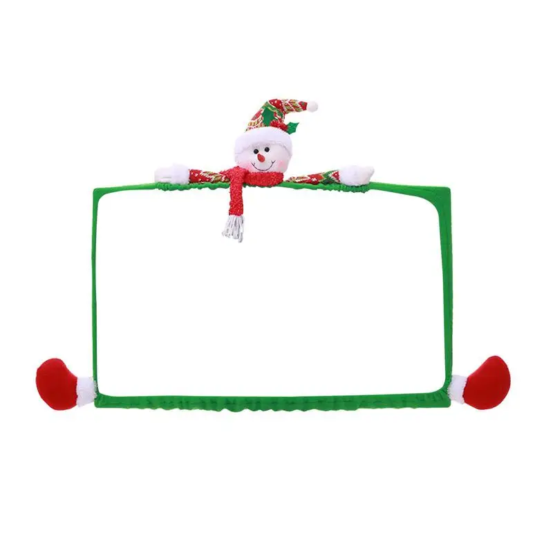 

Чехол для монитора эластичный, чехол для компьютера с изображением Рождества, снеговика, Санта-Клауса, лося, украшение для дома и офиса на новый год