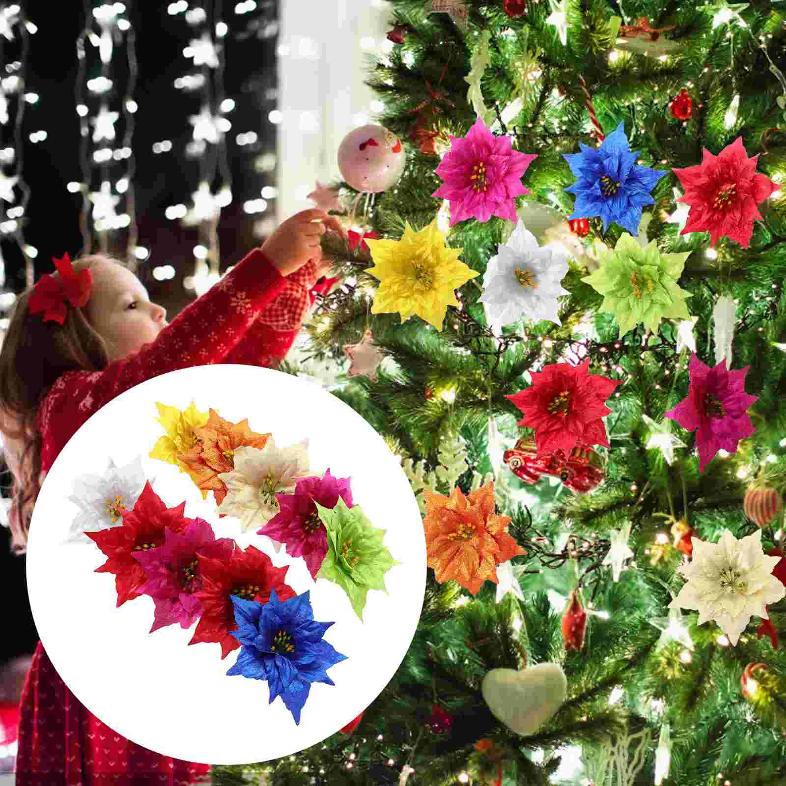 

Christmas Flower Flowers Tree Artificialdecorations Poinsettia Wreath Ornaments Silver Decor Wedding Simulation Centerpieces