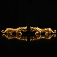 5 tibetan temple collection old bronze gilt tiger talisman tiger character a pair soldier talisman town house exorcism