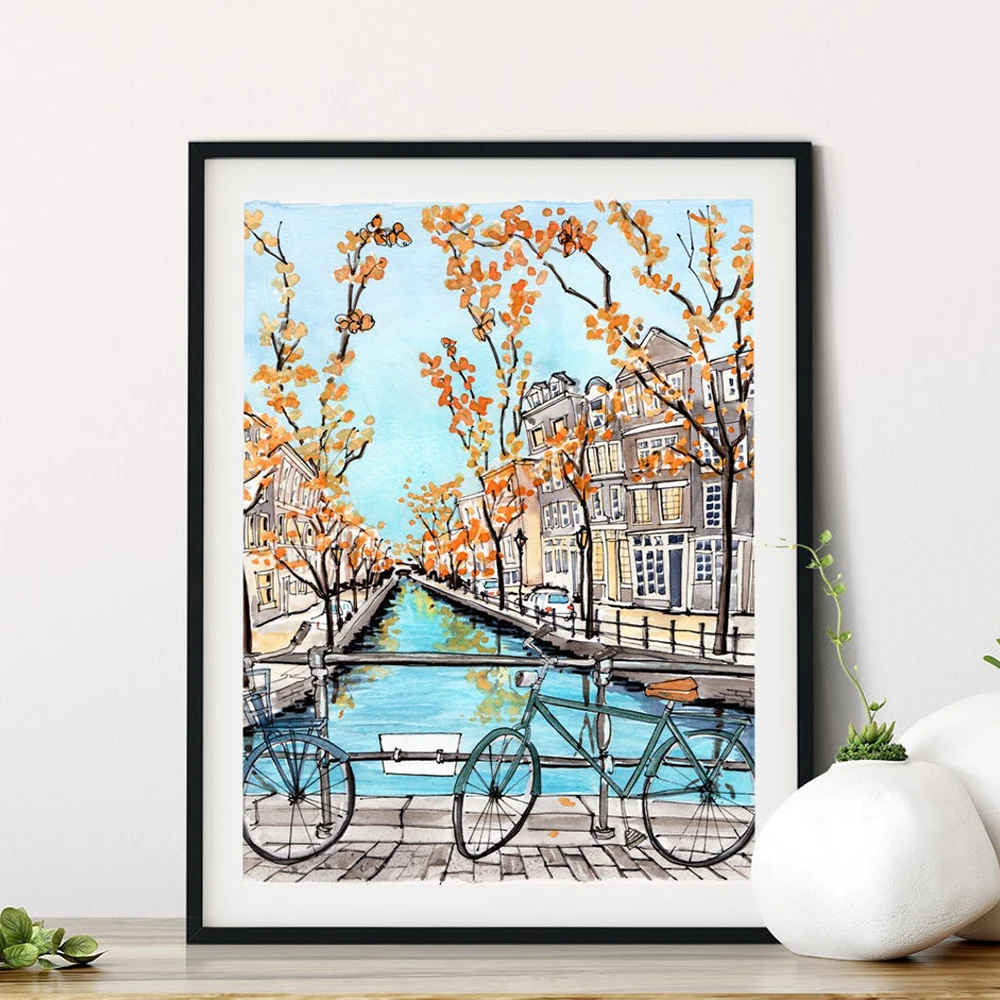 

Travel To Greece Amsterdam New Orleans Canvas Painting Vintage Wall Art Posters and Print Home Decorative Pictures Gift Hd Print