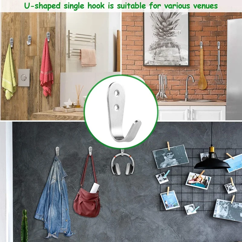 

10PC Wall Hooks Iron Garage Hook Hat Hook Single Coat Hanger - For Bath Kitchen Garage