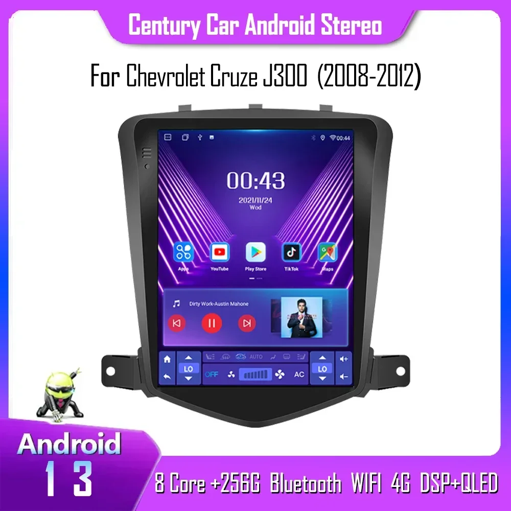 

Century For Chevrolet Cruze J300 2008-2012 CarPlay 8+256G Android 13 Tesla Style Smart Multimedia Video Player Radio Navigation