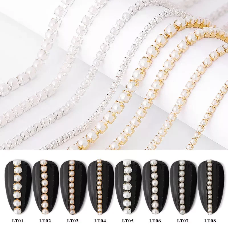 

Nail Art Metal Pearl Chain Gold Silver Nail Line Acrylic Glitter Striping Ball DIY Manicure Nail Art Decoration