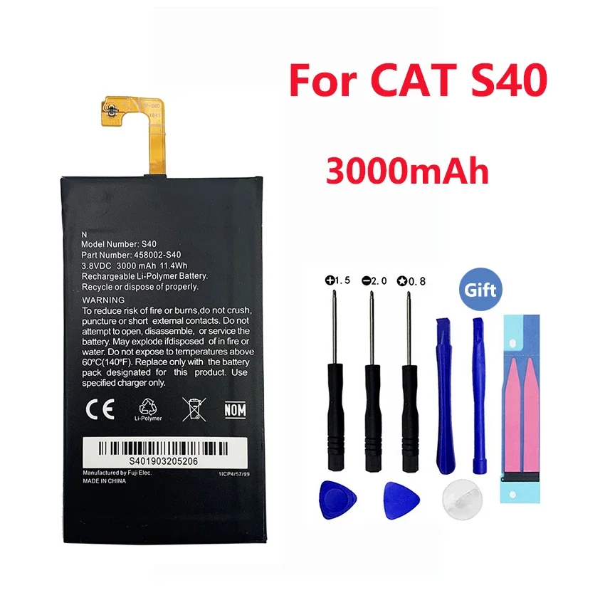 100% новый оригинальный сменный аккумулятор емкостью 3000 мАч для Caterpillar CAT S40 458002 -S40