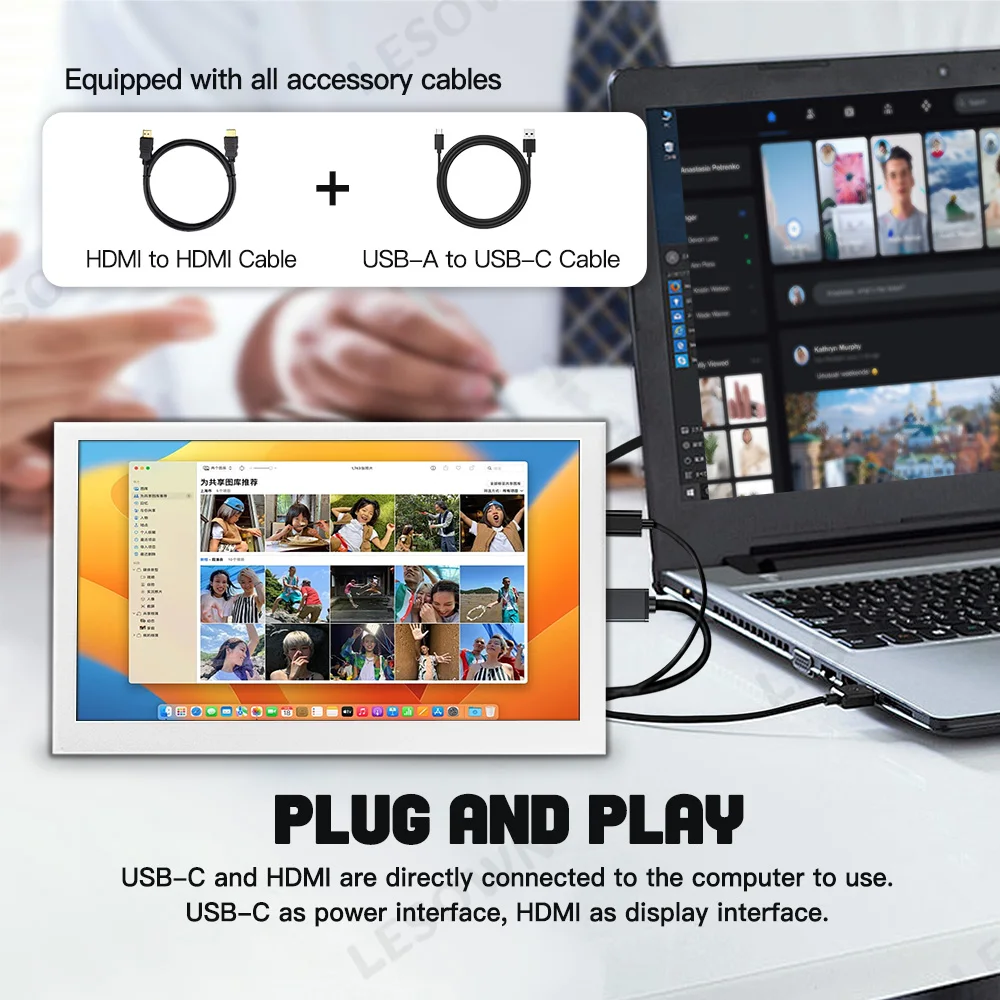 LESOWN белый маленький монитор 7-дюймовый HDMI 1024x600 IPS сенсорный ЖК-дисплей с секундным