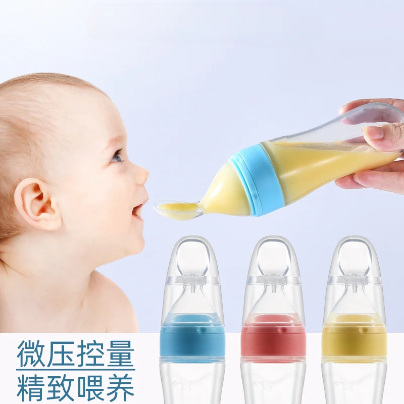 

Silicone Baby Bottle Rice Paste Soft Spoon Baby Feeder Extruded Rice Noodles Feeding Complementary Food Tool